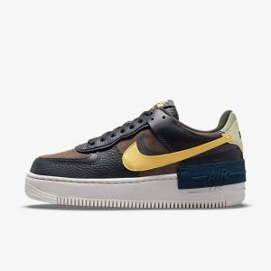 Women's Nike Air Force 1 Shadow Trainers Green / White / Gold | NK697RLJ