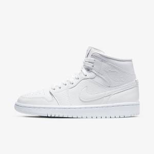 Women's Nike Air Jordan 1 Mid Trainers White | NK153LAC