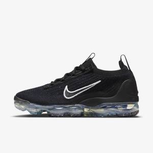 Women's Nike Air VaporMax 2021 FK Trainers Black / Metal Silver / White | NK289PAN