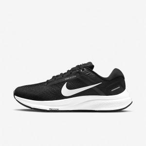 Women's Nike Air Zoom Structure 24 Road Running Shoes Black / White | NK173DPR