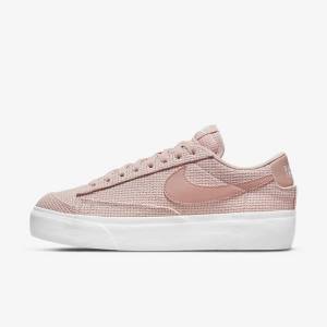 Women's Nike Blazer Low Platform Trainers Pink / White / Pink / Rose | NK214OWM