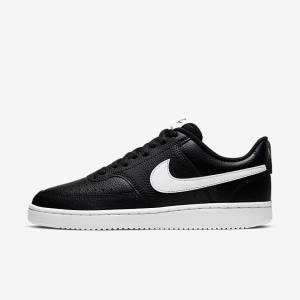 Women's Nike Court Vision Low Trainers Black / White | NK689DGF