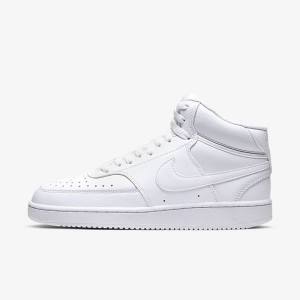 Women's Nike Court Vision Mid Trainers White | NK287MJT