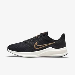 Women's Nike Downshifter 11 Road Running Shoes Black / Dark Grey / Metal Copper | NK854IQK