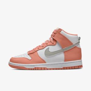 Women's Nike Dunk High Trainers Red / White / Light | NK861RVB