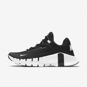 Women's Nike Free Metcon 4 Training Shoes Black / White | NK105LYF