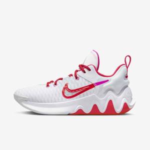 Women's Nike Giannis Immortality Basketball Shoes White / Pink / Platinum / Red | NK279SDA