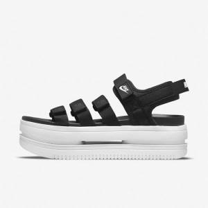 Women's Nike Icon Classic Sandals Black / White | NK863LNP