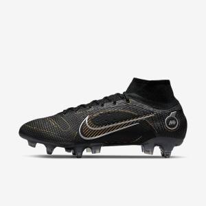 Women's Nike Mercurial Superfly 8 Elite SG-PRO Anti-Clog Traction Soft-Ground Football Shoes Black / Metal Silver / Grey / Metal Gold | NK374BEL