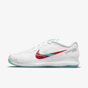 Women's Nike NikeCourt Air Zoom Vapor Pro Hard-Court Tennis Shoes White / Red / Burgundy / Turquoise | NK028UZS