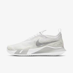 Women's Nike NikeCourt React Vapor NXT Hard Court Tennis Shoes White / Grey / Metal Silver | NK743BRU