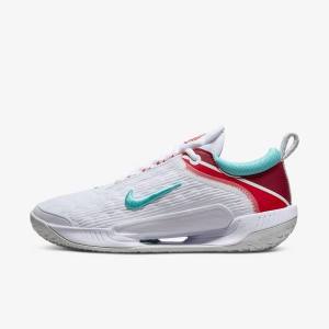 Women's Nike NikeCourt Zoom NXT Hard Court Tennis Shoes White / Light Silver / Red / Turquoise | NK502WSI