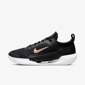 Women's Nike NikeCourt Zoom NXT Hard Court Tennis Shoes Black / White / Metal Red Brown | NK685RYD