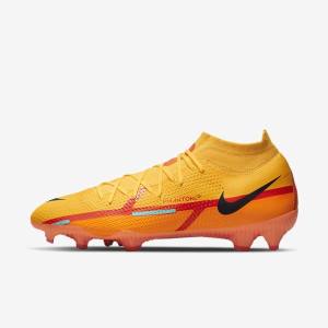 Women's Nike Phantom GT2 Pro Dynamic Fit FG Firm-Ground Football Shoes Orange / Light Red / Black | NK238EIH