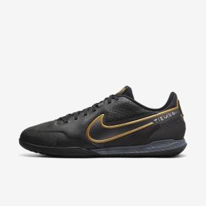 Women's Nike React Tiempo Legend 9 Pro IC Indoor-Court Football Shoes Black / Dark Grey / Metal Gold / Metal Dark Grey | NK291VAS