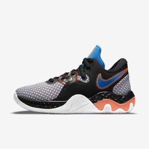 Women's Nike Renew Elevate 2 Basketball Shoes Black / White / Orange / Light Blue | NK409WVI