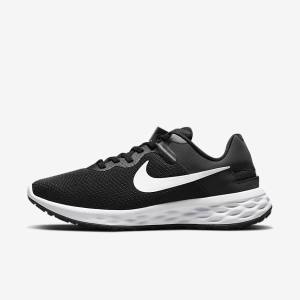 Women's Nike Revolution 6 FlyEase Next Nature Easy On-Off Road Running Shoes Black / Dark Grey / White | NK180MSD