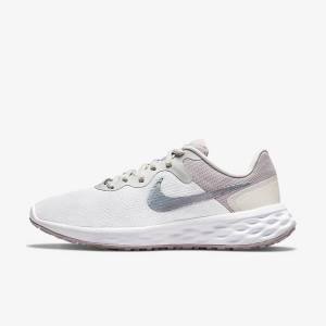 Women's Nike Revolution 6 Next Nature Premium Road Running Shoes White / Grey | NK735JTU