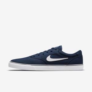 Women's Nike SB Chron 2 Canvas Skate Shoes Navy / Navy / Black / White | NK547MPW