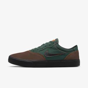 Women's Nike SB Chron 2 Skate Shoes Light Chocolate / Green / Orange / Black | NK427GPR