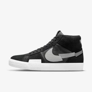 Women's Nike SB Zoom Blazer Mid Premium Skate Shoes Black / Grey / White | NK502SOA