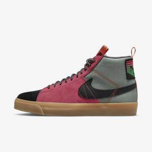 Women's Nike SB Zoom Blazer Mid Premium Skate Shoes White / Brown / Black | NK801KZL