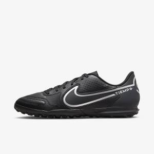 Women's Nike Tiempo Legend 9 Club TF Turf Football Shoes Black / Dark Grey | NK014WCF