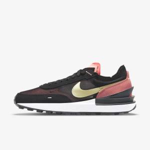 Women's Nike Waffle One Trainers Black / Red / Light Green | NK521OAM