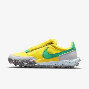 Women's Nike Waffle Racer Crater Trainers Yellow / Blue / Green | NK048YPW