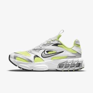 Women's Nike Zoom Air Fire Trainers White / Light Lemon / Black / Metal Silver | NK180TAZ